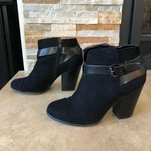Block heel suede booties